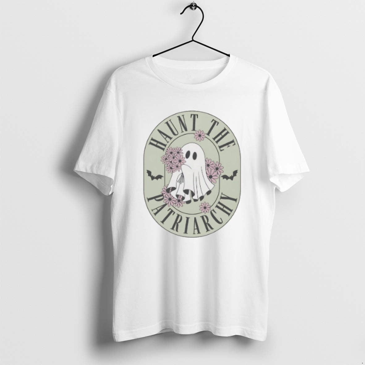 Ghost With Flowers Haunt The Patriarchy Halloween - Adult & Kids T-Shirts, Sweatshirts & Hoodies apparel design preview 1