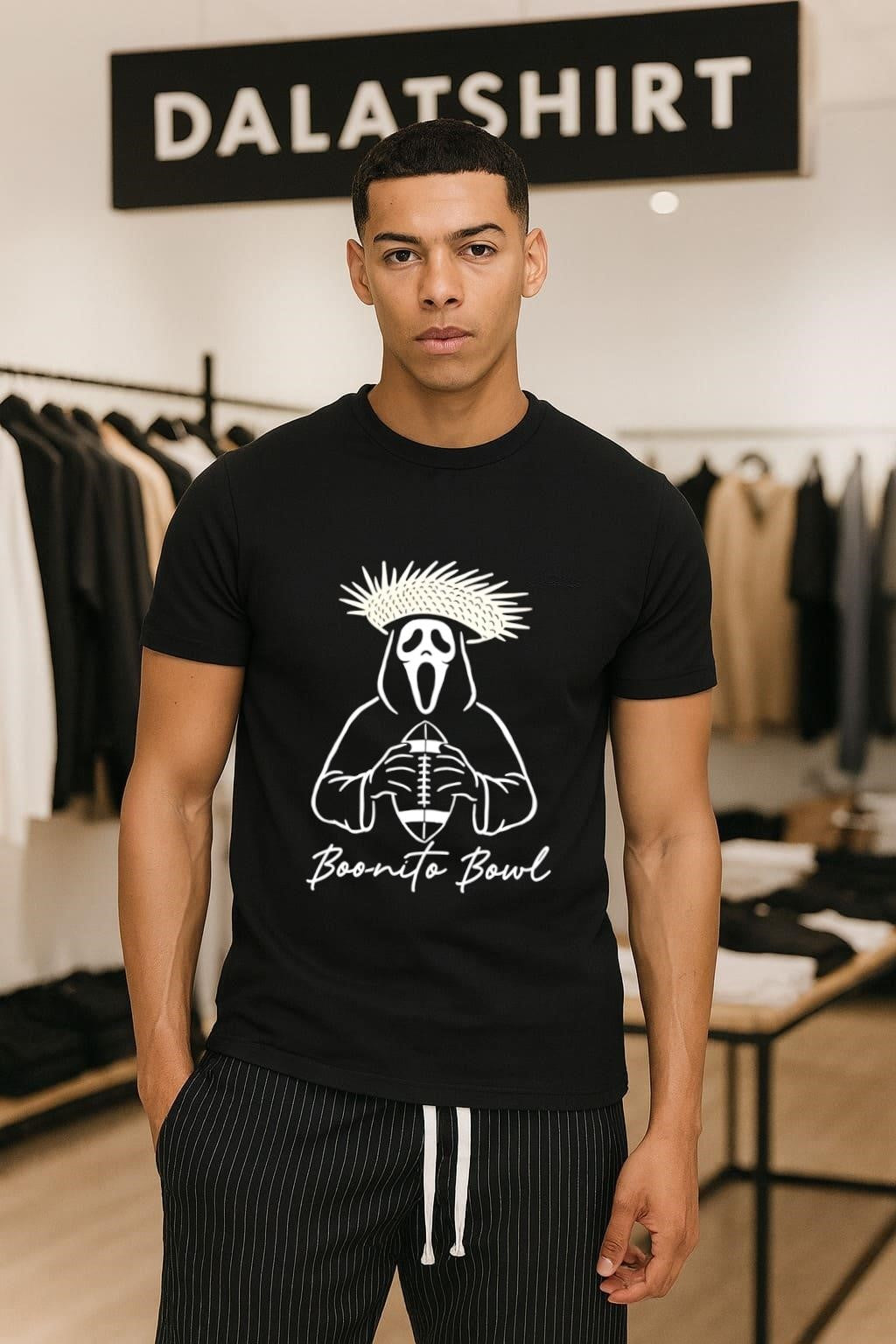 Ghostface Scream Boo-nito Bowl Straw Hat Football - Adult & Kids T-Shirts, Sweatshirts & Hoodies apparel design preview 1