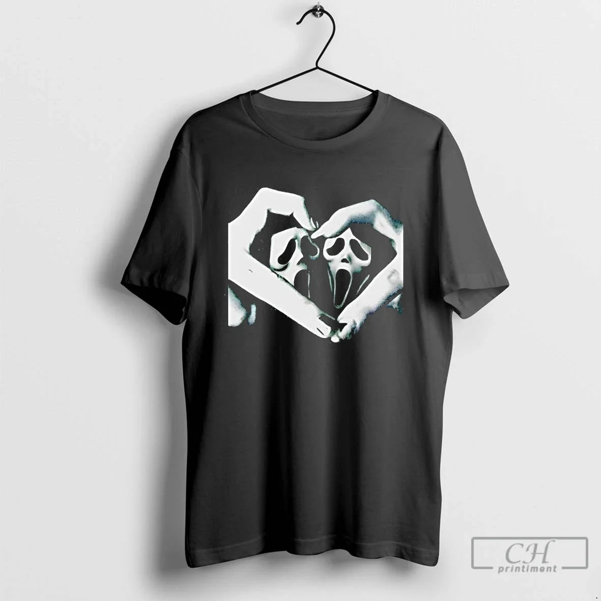 Ghostface Scream Hand Heart Halloween - Adult & Kids T-Shirts, Sweatshirts & Hoodies apparel design preview 1