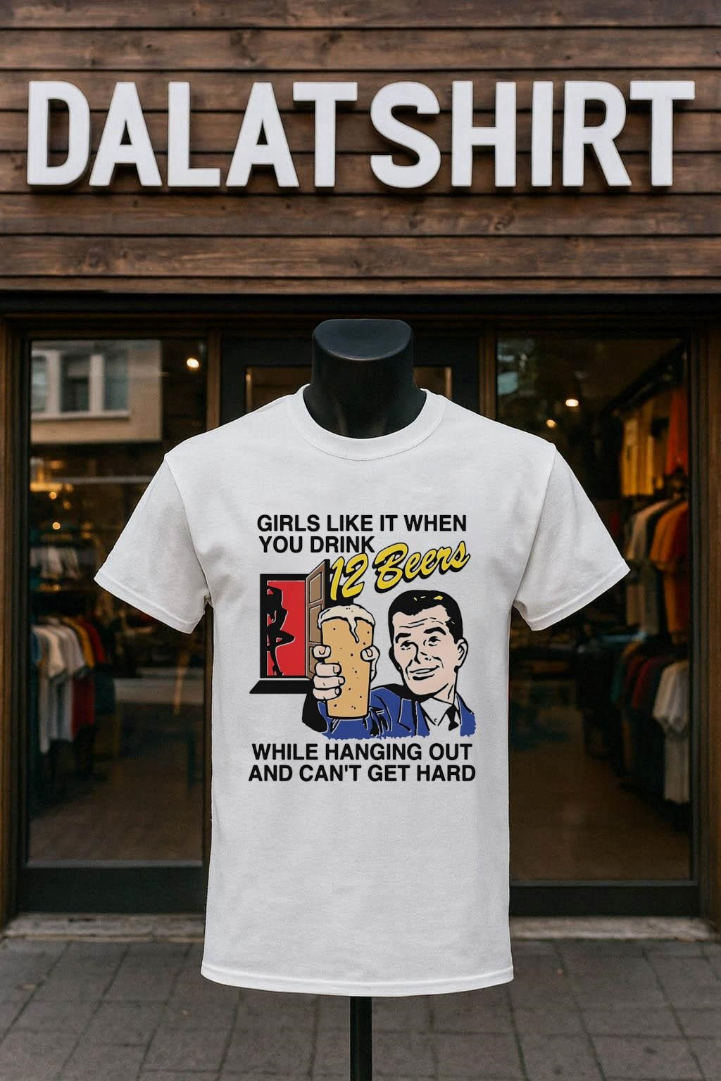 Girls Like It When You Drink 12 Beers Retro Man - Adult & Kids T-Shirts, Sweatshirts & Hoodies apparel design preview 1