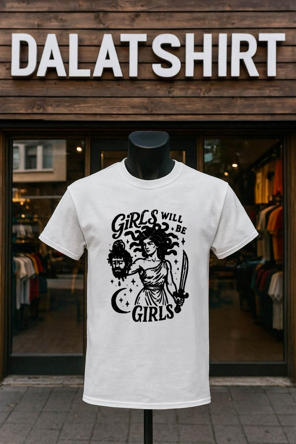 Girls Will Be Medusa Holding Severed Head - Adult & Kids T-Shirts, Sweatshirts & Hoodies apparel design preview 1