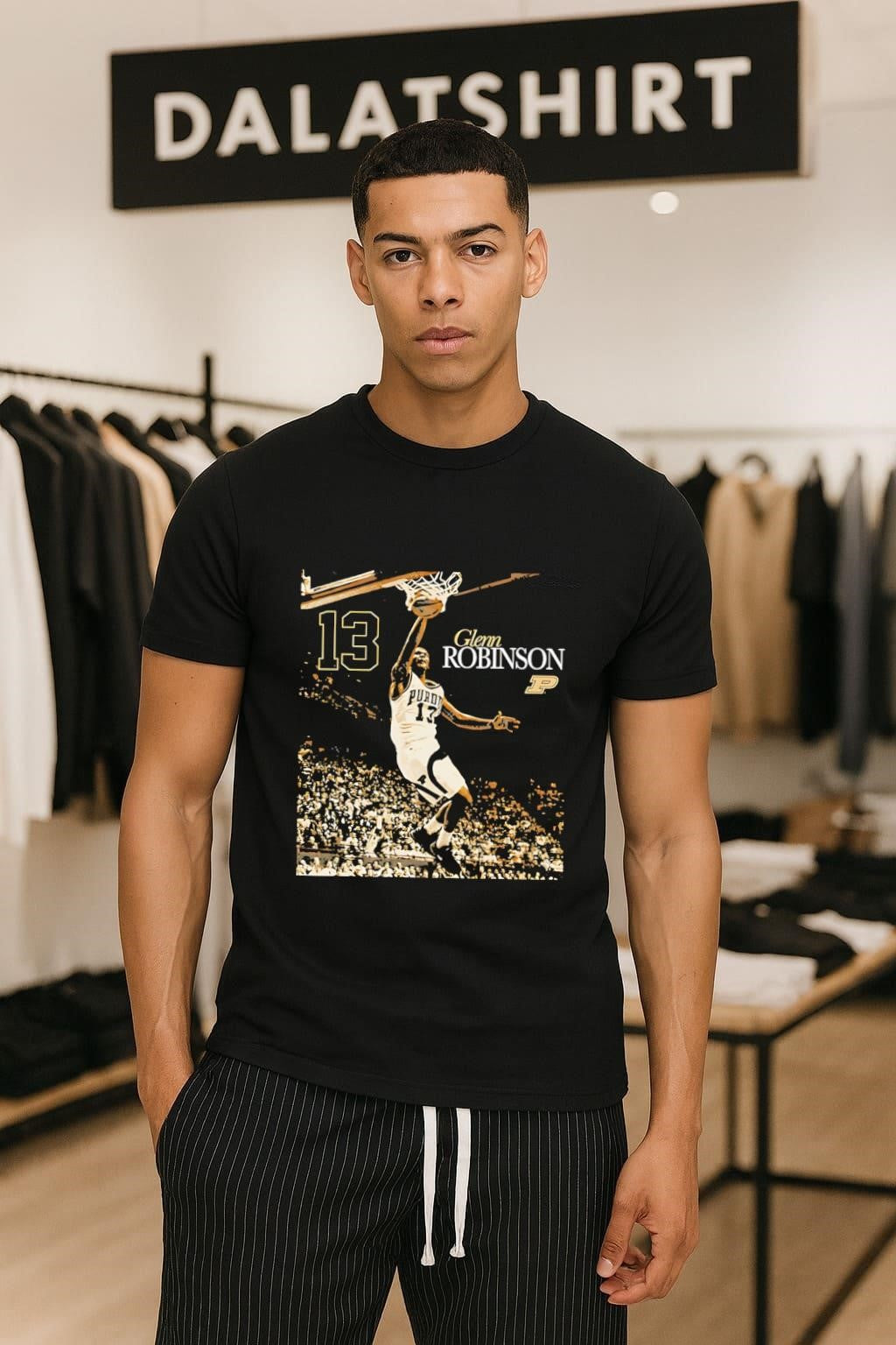 Glenn Robinson 13 Purdue Basketball Slam Dunk Graphic - Adult & Kids T-Shirts, Sweatshirts & Hoodies apparel design preview 1