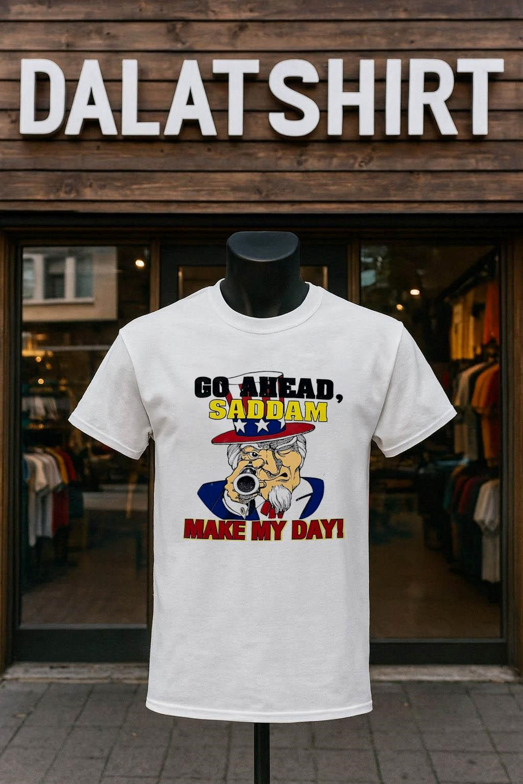 Go Ahead Saddam Make My Day Uncle Sam Gun - Adult & Kids T-Shirts, Sweatshirts & Hoodies apparel design preview 1