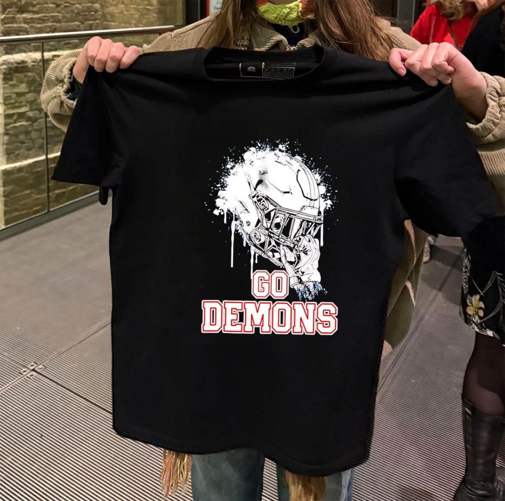 Go Demons Football Helmet Splash - Adult & Kids T-Shirts, Sweatshirts & Hoodies apparel design preview 2