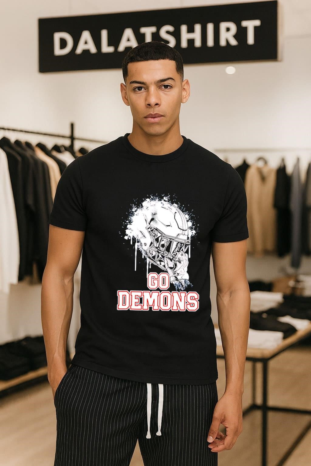 Go Demons Football Helmet Splash - Adult & Kids T-Shirts, Sweatshirts & Hoodies apparel design preview 1