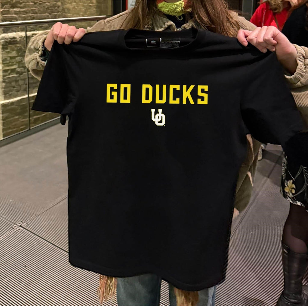 Go Ducks UO Yellow and White Logo - Adult & Kids T-Shirts, Sweatshirts & Hoodies apparel design preview 2