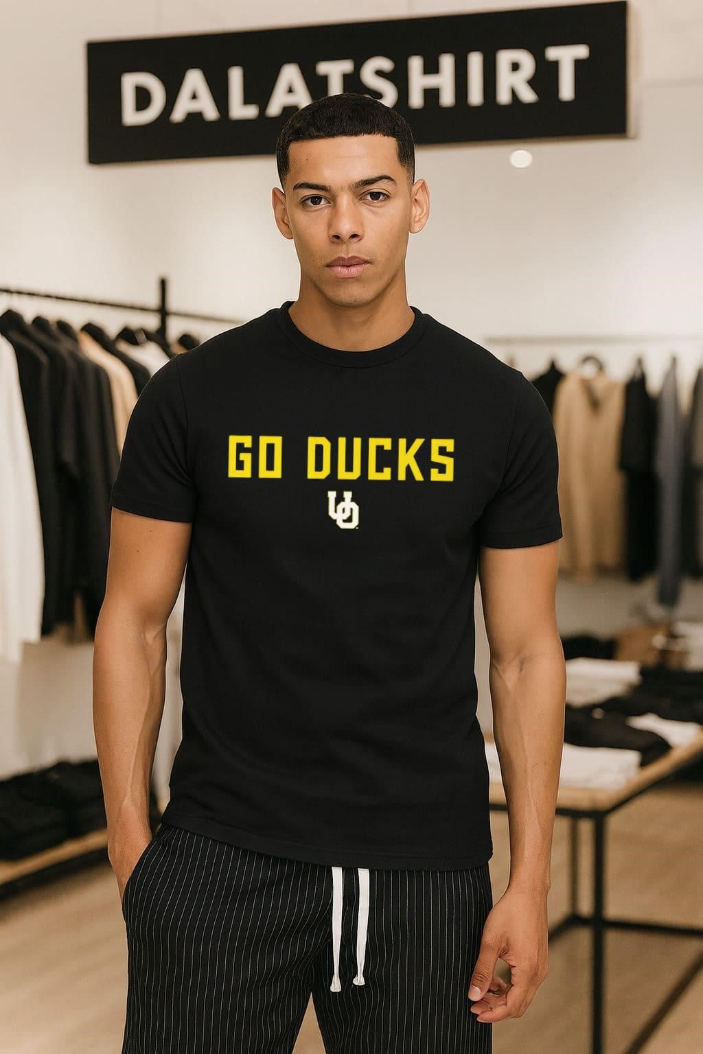 Go Ducks UO Yellow and White Logo - Adult & Kids T-Shirts, Sweatshirts & Hoodies apparel design preview 1
