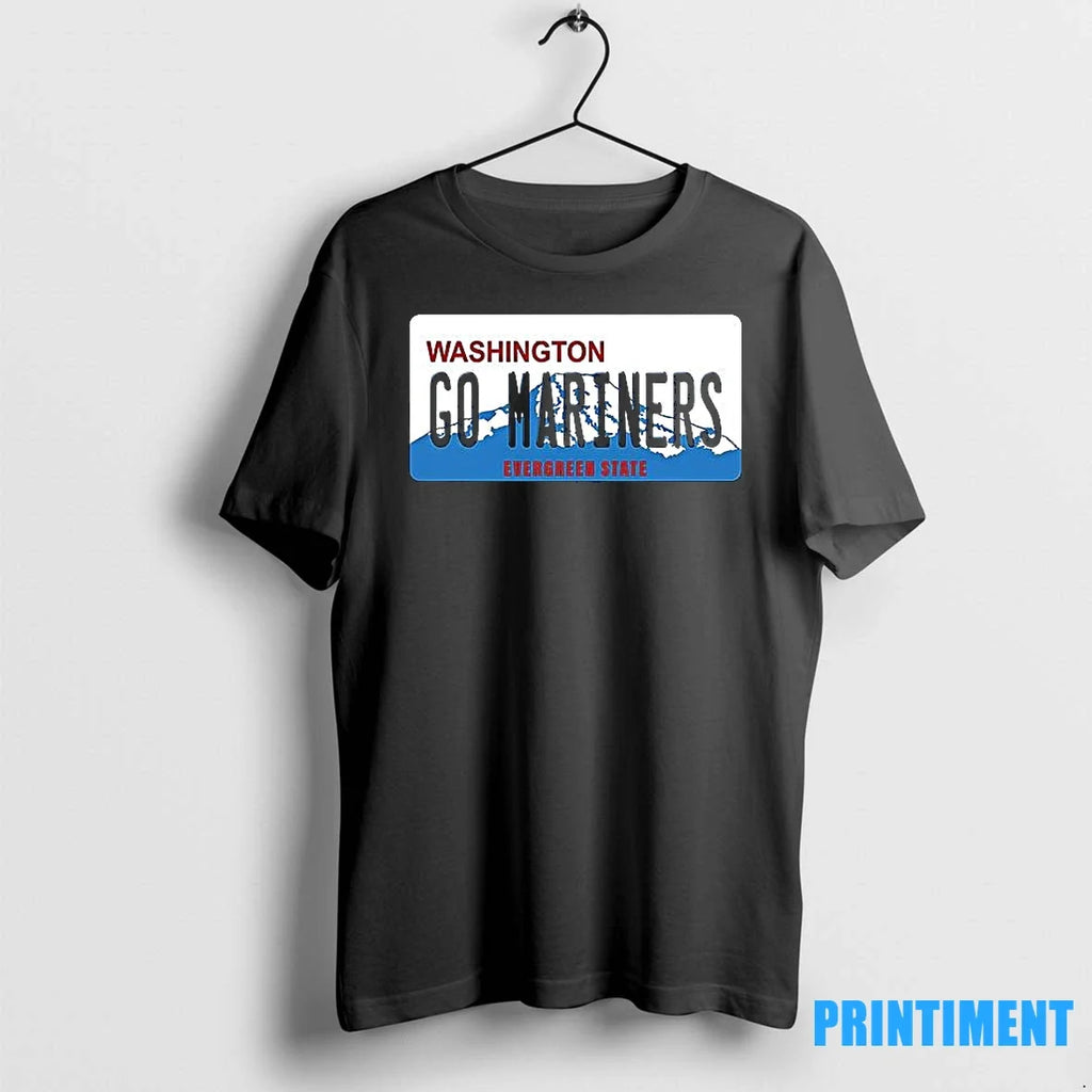 Go Mariners License Plate Washington Seattle Baseball - Adult & Kids T-Shirts, Sweatshirts & Hoodies apparel design preview 1