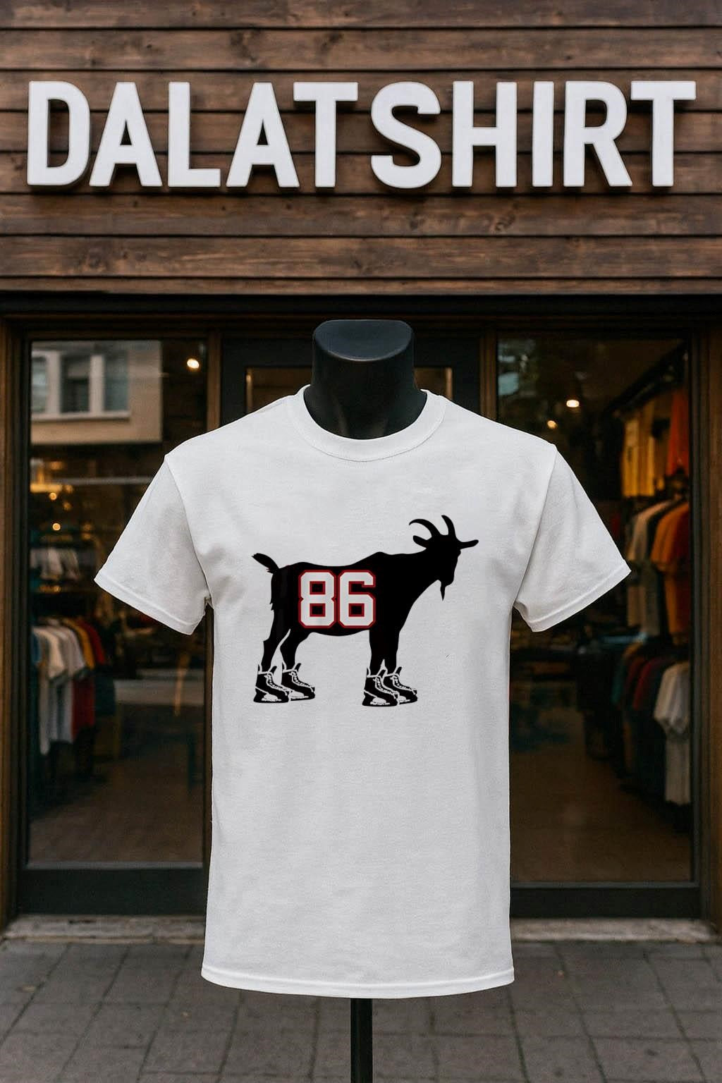 Goat Number 86 Wearing Hockey Skates Graphic - Adult & Kids T-Shirts, Sweatshirts & Hoodies apparel design preview 1