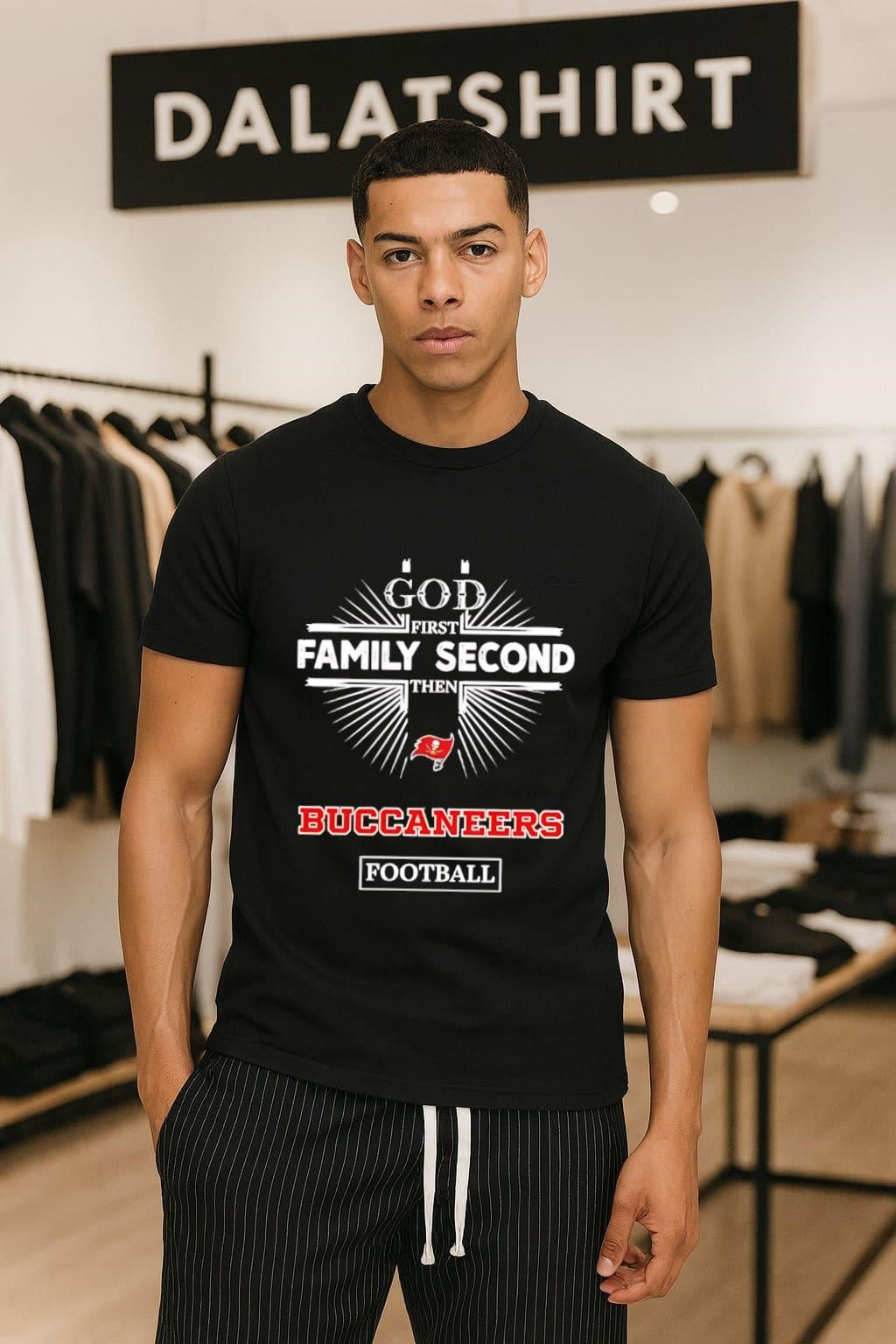 God First Family Second Then Buccaneers Football - Adult & Kids T-Shirts, Sweatshirts & Hoodies apparel design preview 1