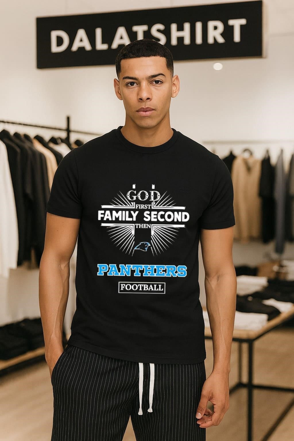 God First Family Second Then Panthers Football Sports - Adult & Kids T-Shirts, Sweatshirts & Hoodies apparel design preview 1