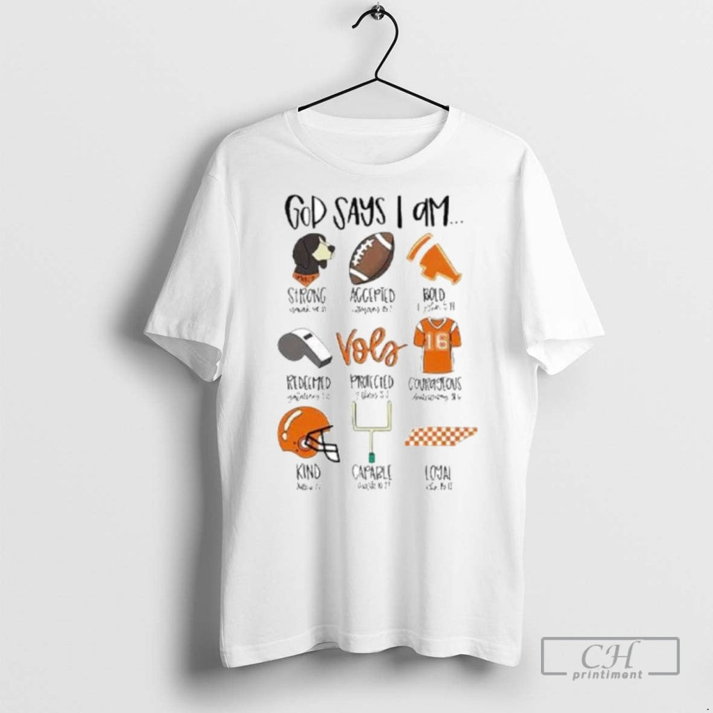 God Says I Am Tennessee Vols Ornaments - Adult & Kids T-Shirts, Sweatshirts & Hoodies apparel design preview 1