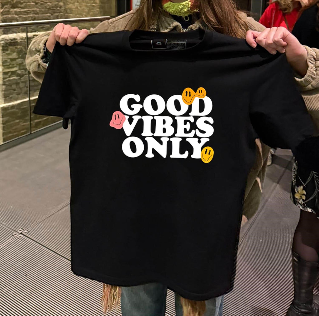 Good Vibes Only smiling face emoji - Adult & Kids T-Shirts, Sweatshirts & Hoodies apparel design preview 2