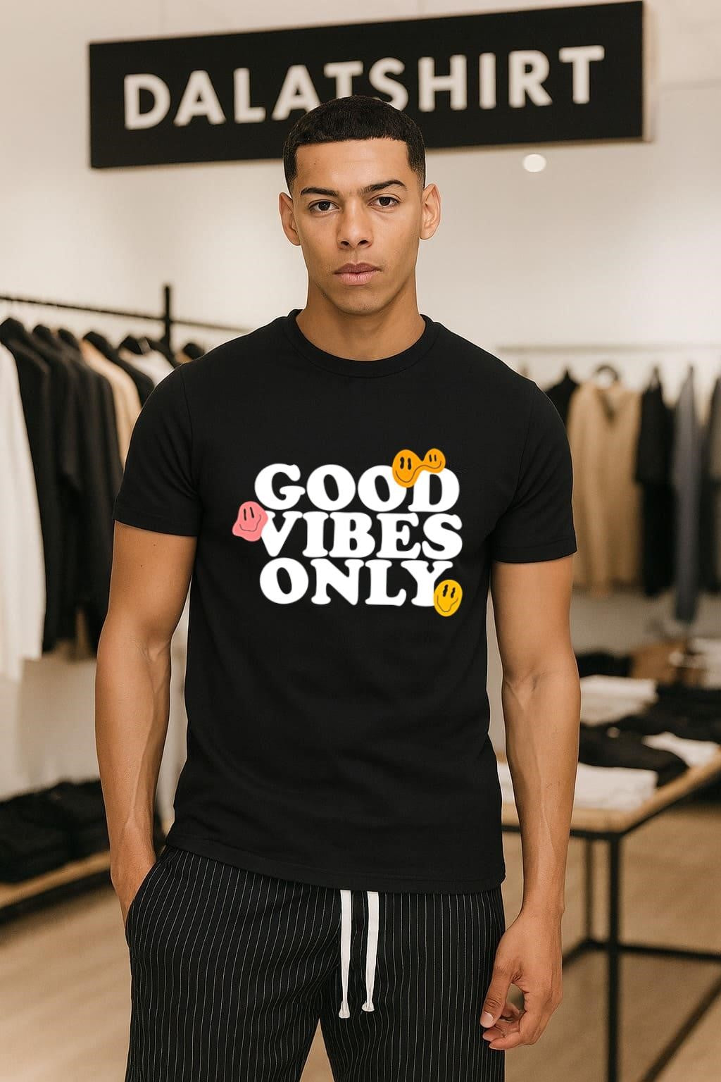 Good Vibes Only smiling face emoji - Adult & Kids T-Shirts, Sweatshirts & Hoodies apparel design preview 1