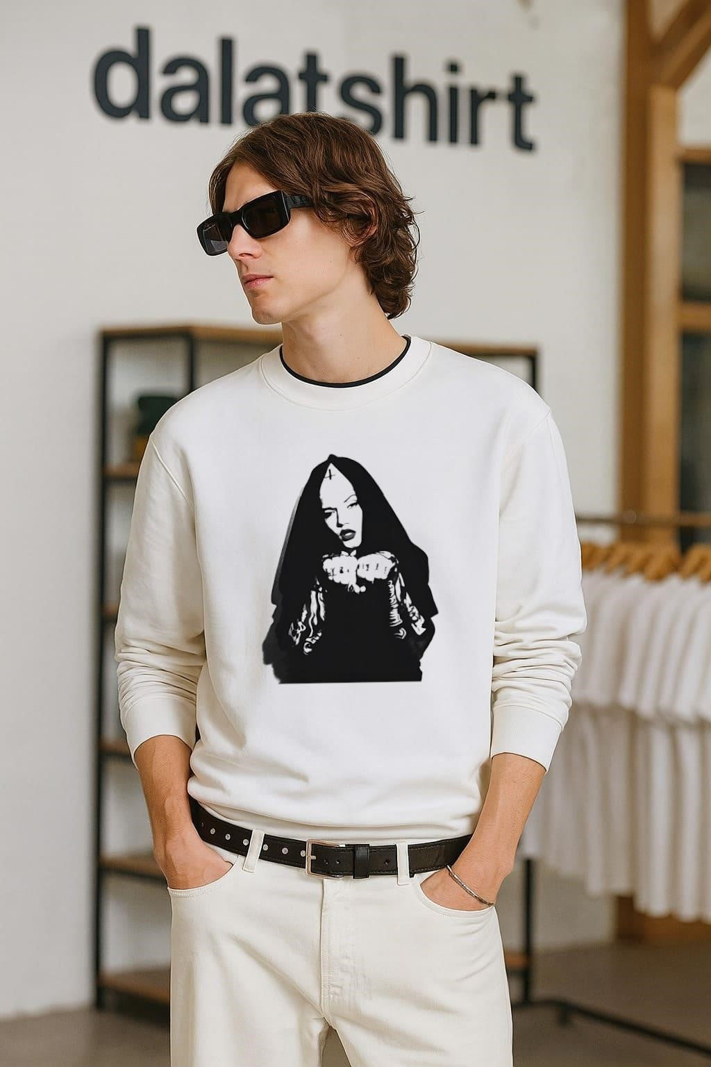 Gothic Nun Portrait with Cross Symbol Graphic - Adult & Kids T-Shirts, Sweatshirts & Hoodies apparel design preview 2