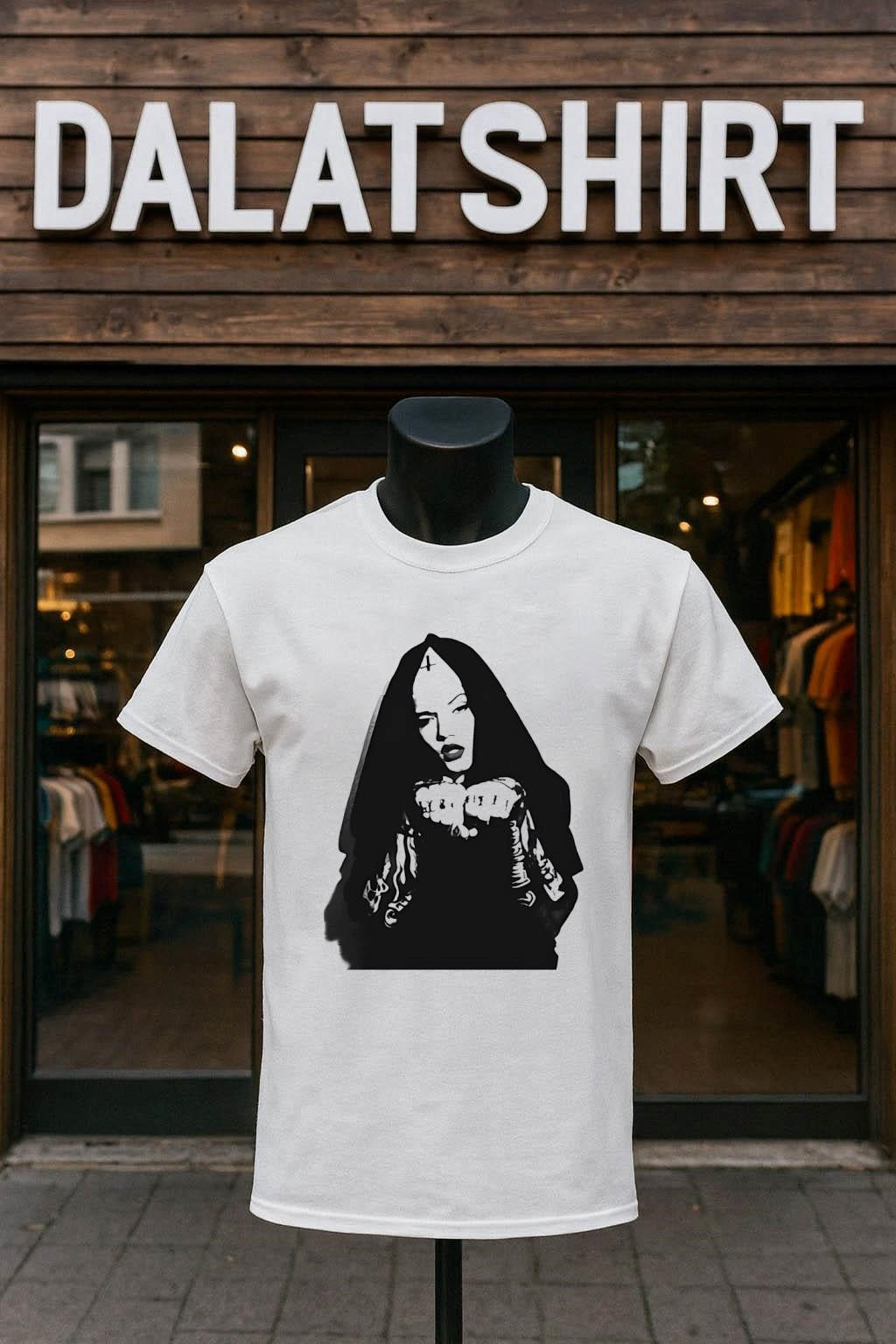 Gothic Nun Portrait with Cross Symbol Graphic - Adult & Kids T-Shirts, Sweatshirts & Hoodies apparel design preview 1