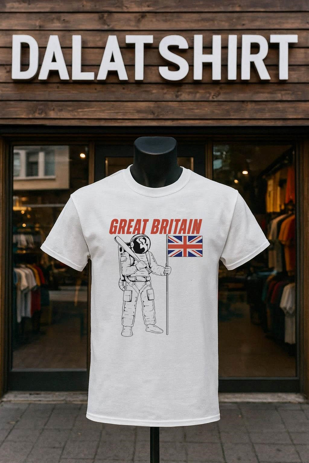 Great Britain Astronaut Holding Baseball Bat and - Adult & Kids T-Shirts, Sweatshirts & Hoodies apparel design preview 1