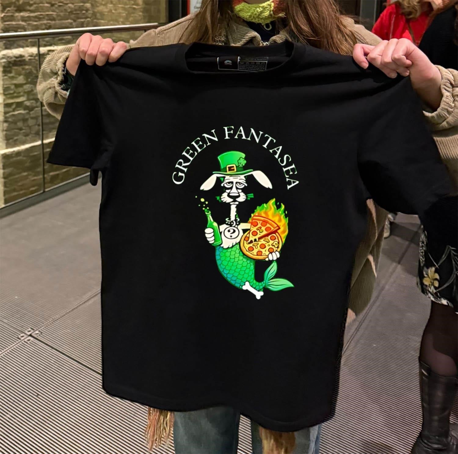 Green Fantasea Rabbit Mermaid - Adult & Kids T-Shirts, Sweatshirts & Hoodies apparel design preview 2