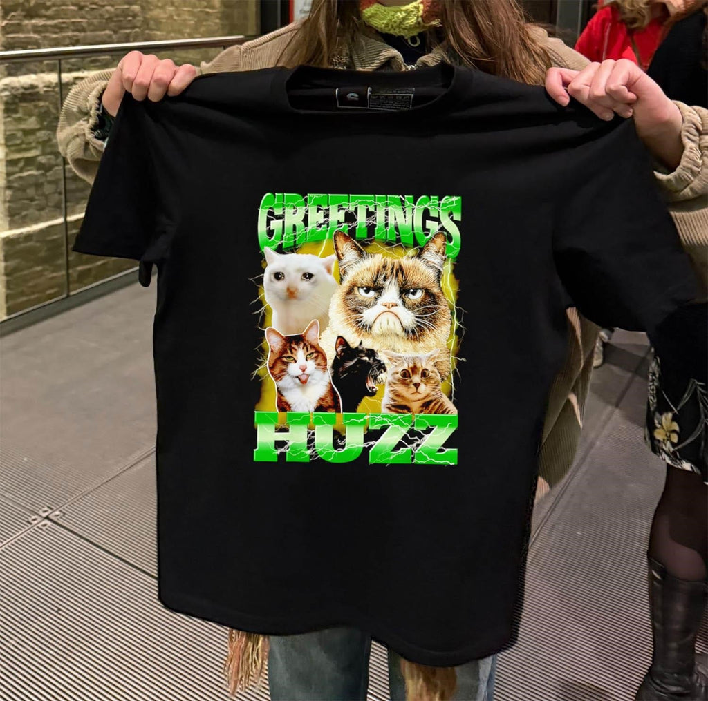 Greetings Huzz Lightning and Famous Meme Cats - Adult & Kids T-Shirts, Sweatshirts & Hoodies apparel design preview 2