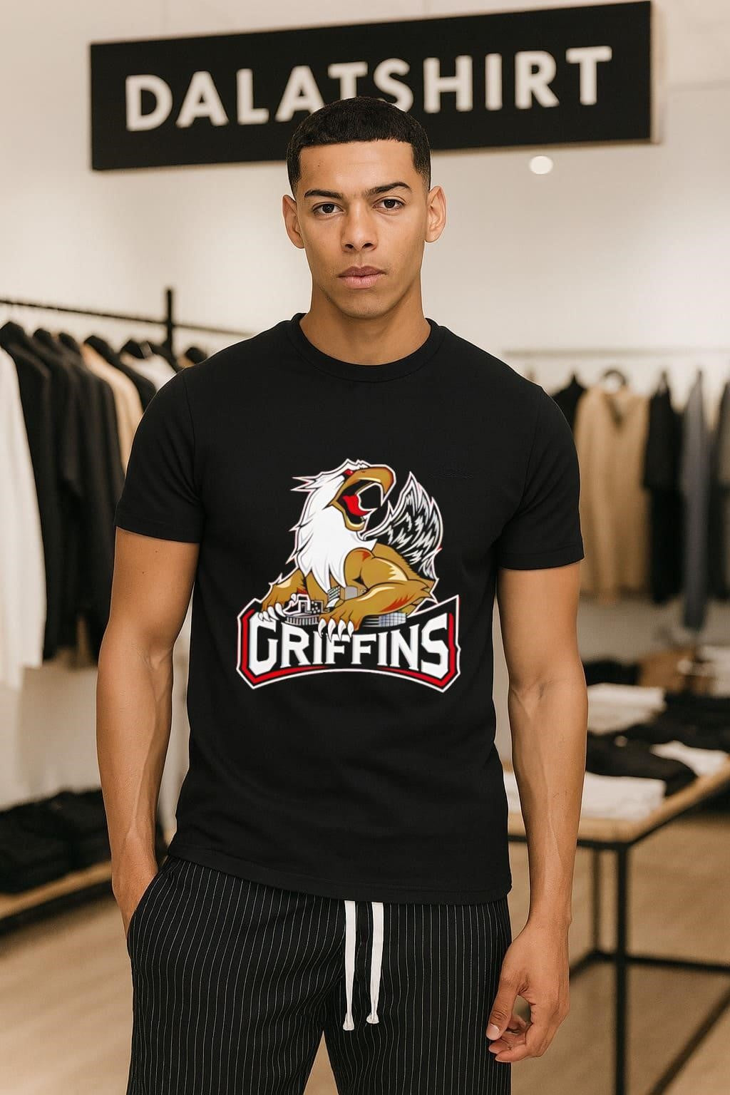 Griffin Griffins Mascot City Skyline - Adult & Kids T-Shirts, Sweatshirts & Hoodies apparel design preview 1