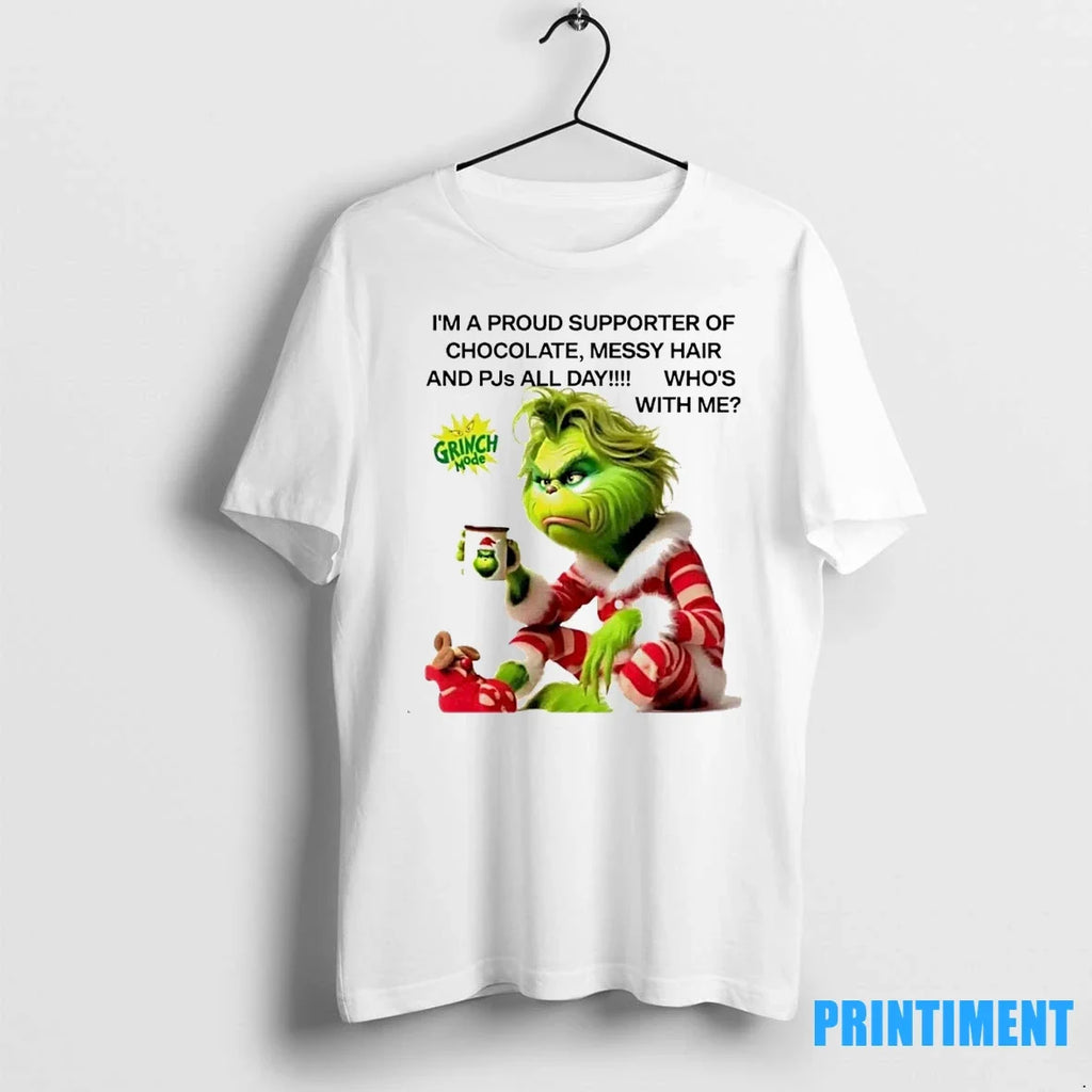Grinch Im A Proud Supporter Of Chocolate Messy Hair - Adult & Kids T-Shirts, Sweatshirts & Hoodies apparel design preview 1