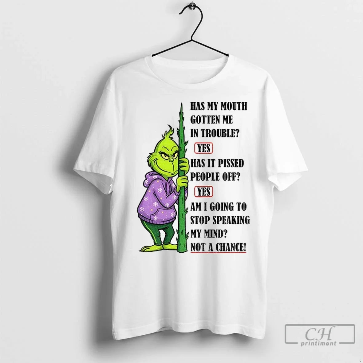 Grinch Has My Mouth Gotten Me In Trouble Yes It - Adult & Kids T-Shirts, Sweatshirts & Hoodies apparel design preview 1