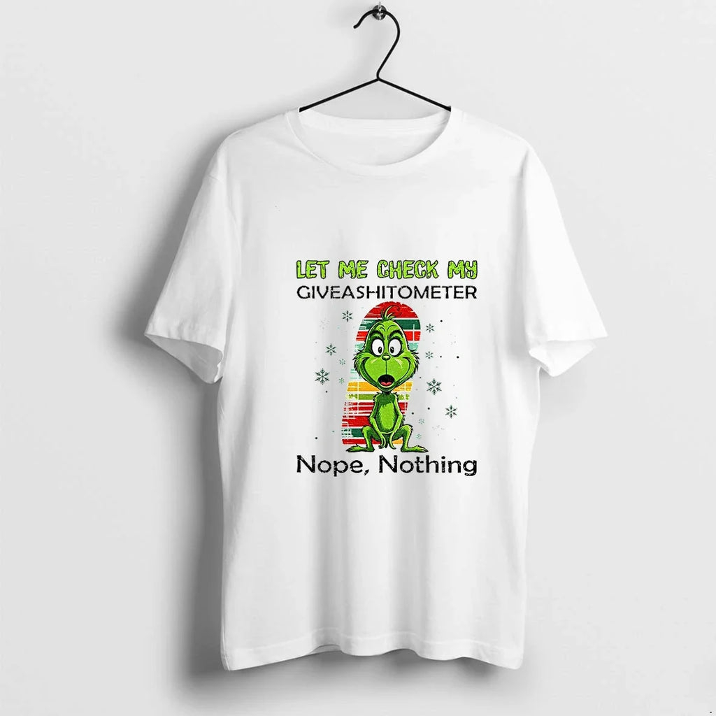 Grinch Let Me Check My Giveshitometer Nope Nothing - Adult & Kids T-Shirts, Sweatshirts & Hoodies apparel design preview 1
