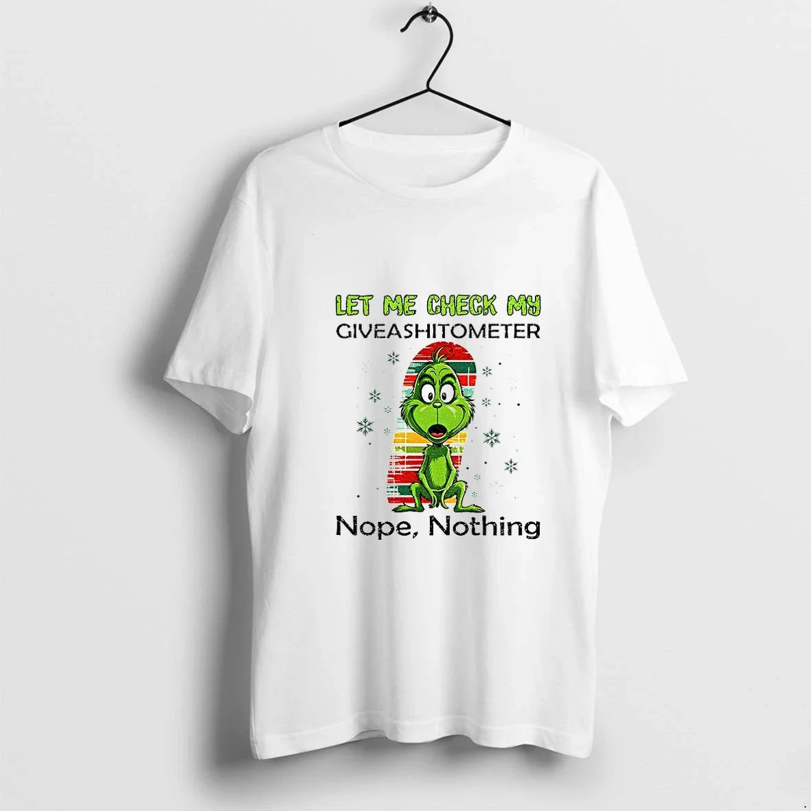 Grinch Let Me Check My Giveshitometer Nope Nothing - Adult & Kids T-Shirts, Sweatshirts & Hoodies apparel design preview 1