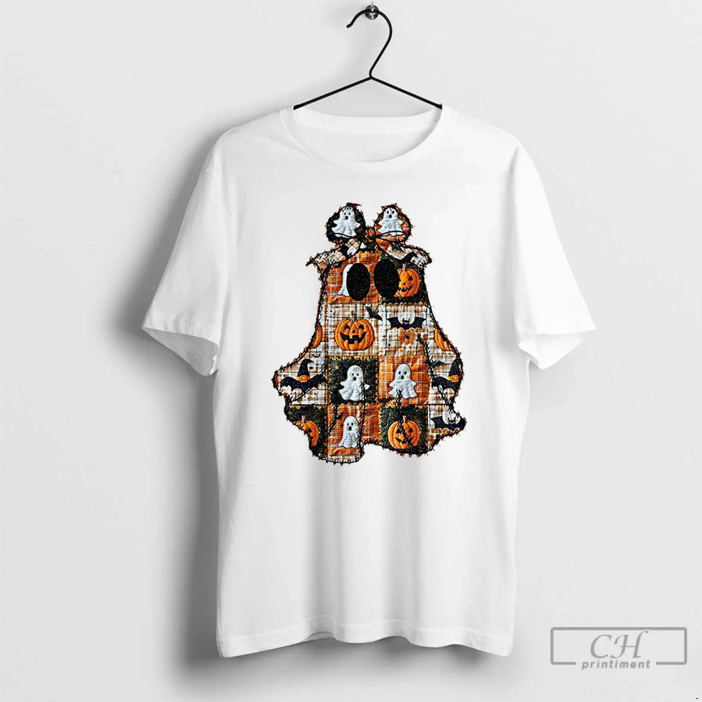 Halloween Vintage Quilt Ghost - Adult & Kids T-Shirts, Sweatshirts & Hoodies apparel design preview 1