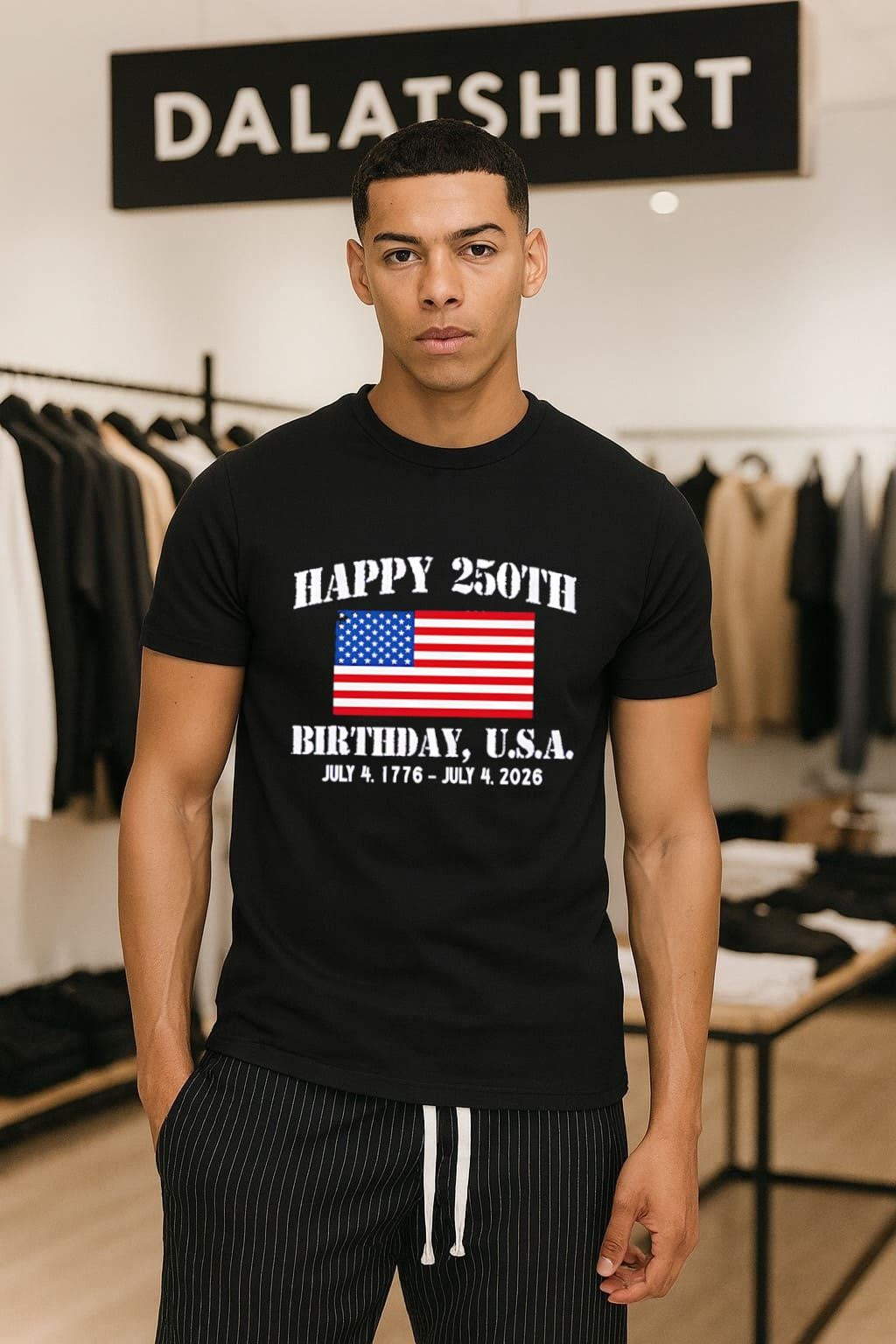 Happy 250th Birthday U.S.A. July 4 1776 2026 - Adult & Kids T-Shirts, Sweatshirts & Hoodies apparel design preview 1