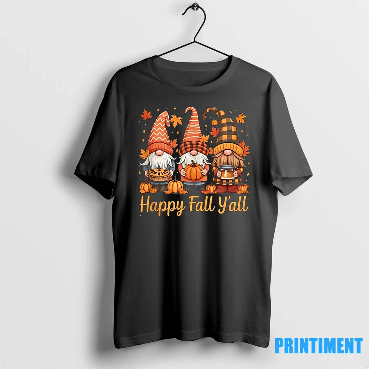 Happy Fall Yall Gnome Pumpkin Autumn Thanksgiving - Adult & Kids T-Shirts, Sweatshirts & Hoodies apparel design preview 1