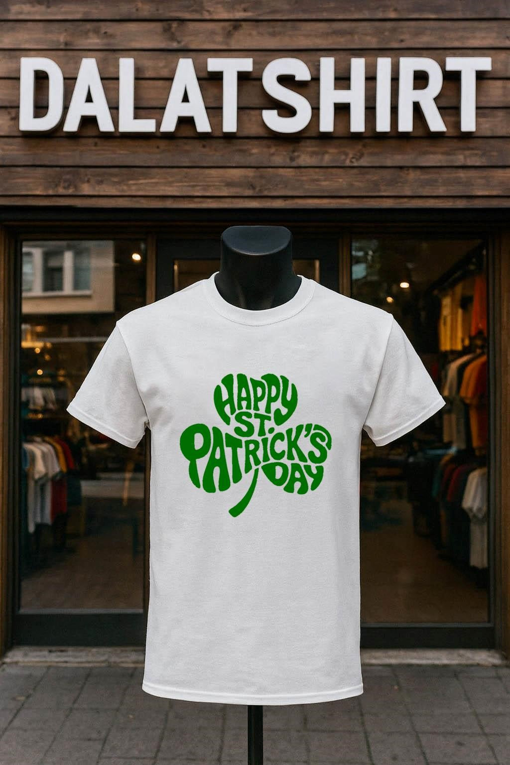 Happy St. Patrick's Day Green Clover Shamrock Text - Adult & Kids T-Shirts, Sweatshirts & Hoodies apparel design preview 1