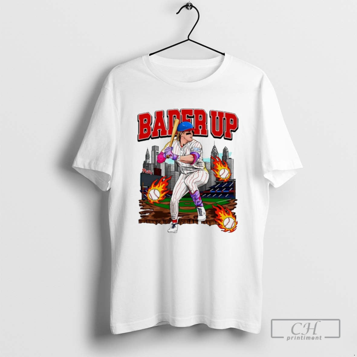 Harrison Bader Up Philadelphia Phillies Graphic - Adult & Kids T-Shirts, Sweatshirts & Hoodies apparel design preview 1