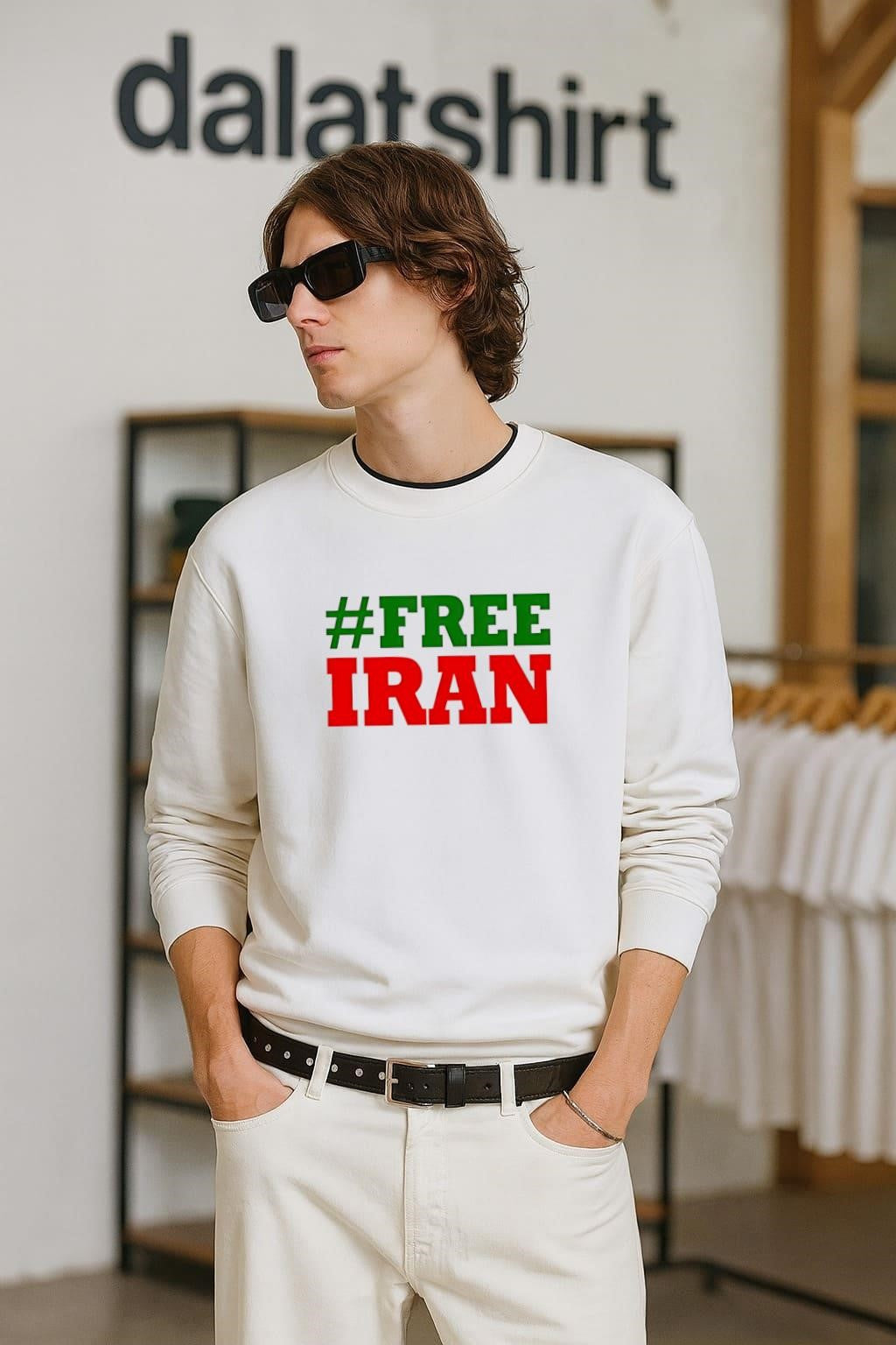 Hash Free Iran Green and Red Text Graphic - Adult & Kids T-Shirts, Sweatshirts & Hoodies apparel design preview 2