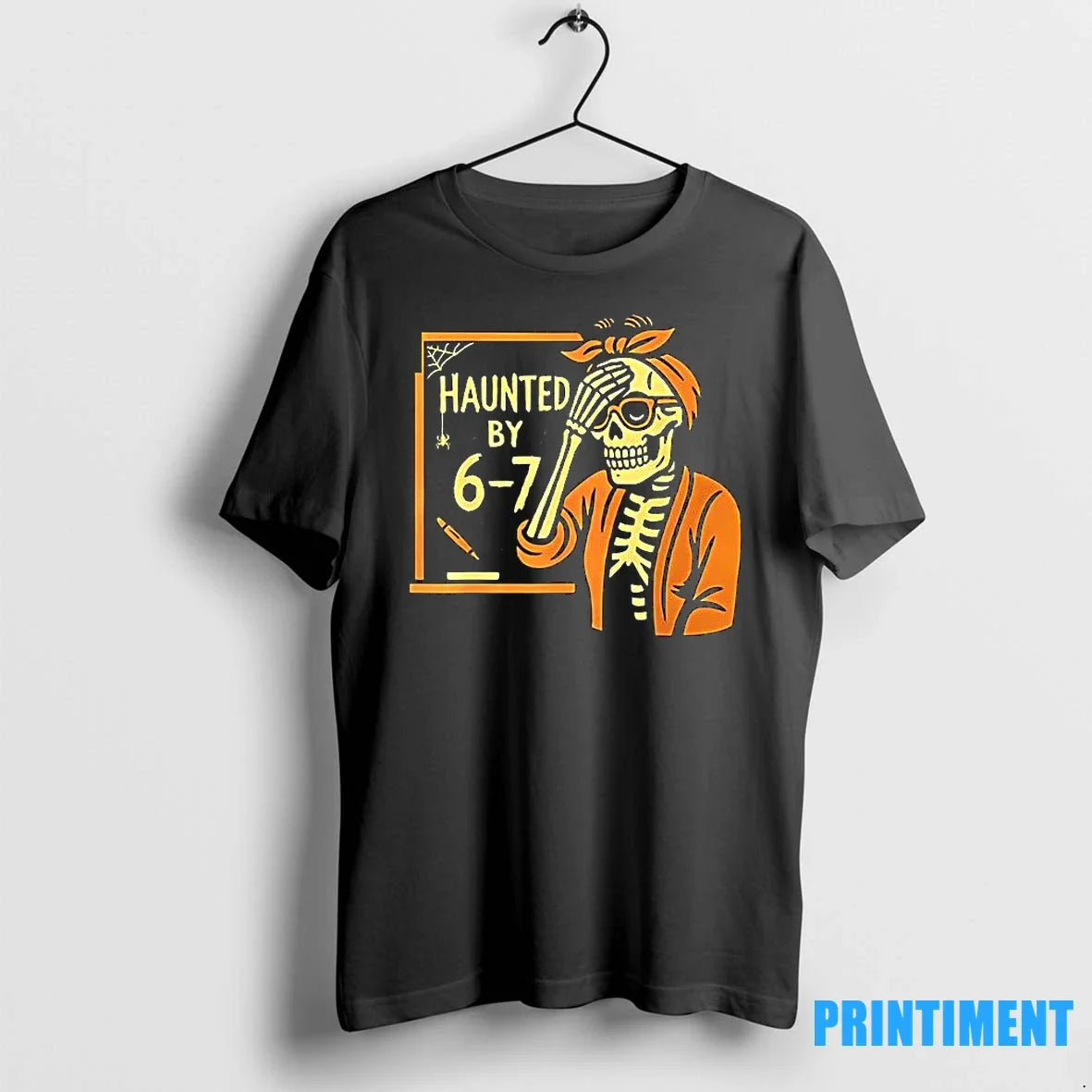 Haunted By 6 7 Funny Teacher Halloween Skeleton Six - Adult & Kids T-Shirts, Sweatshirts & Hoodies apparel design preview 1