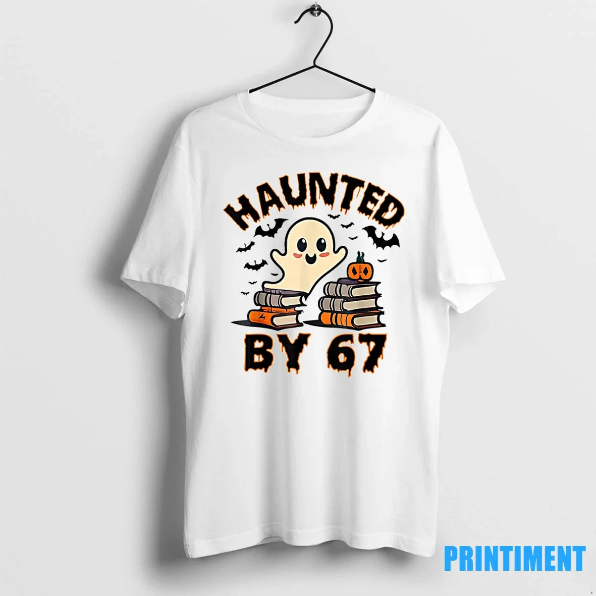 Haunted By 67 Funny Teacher Ghost Pumpkin Halloween - Adult & Kids T-Shirts, Sweatshirts & Hoodies apparel design preview 1