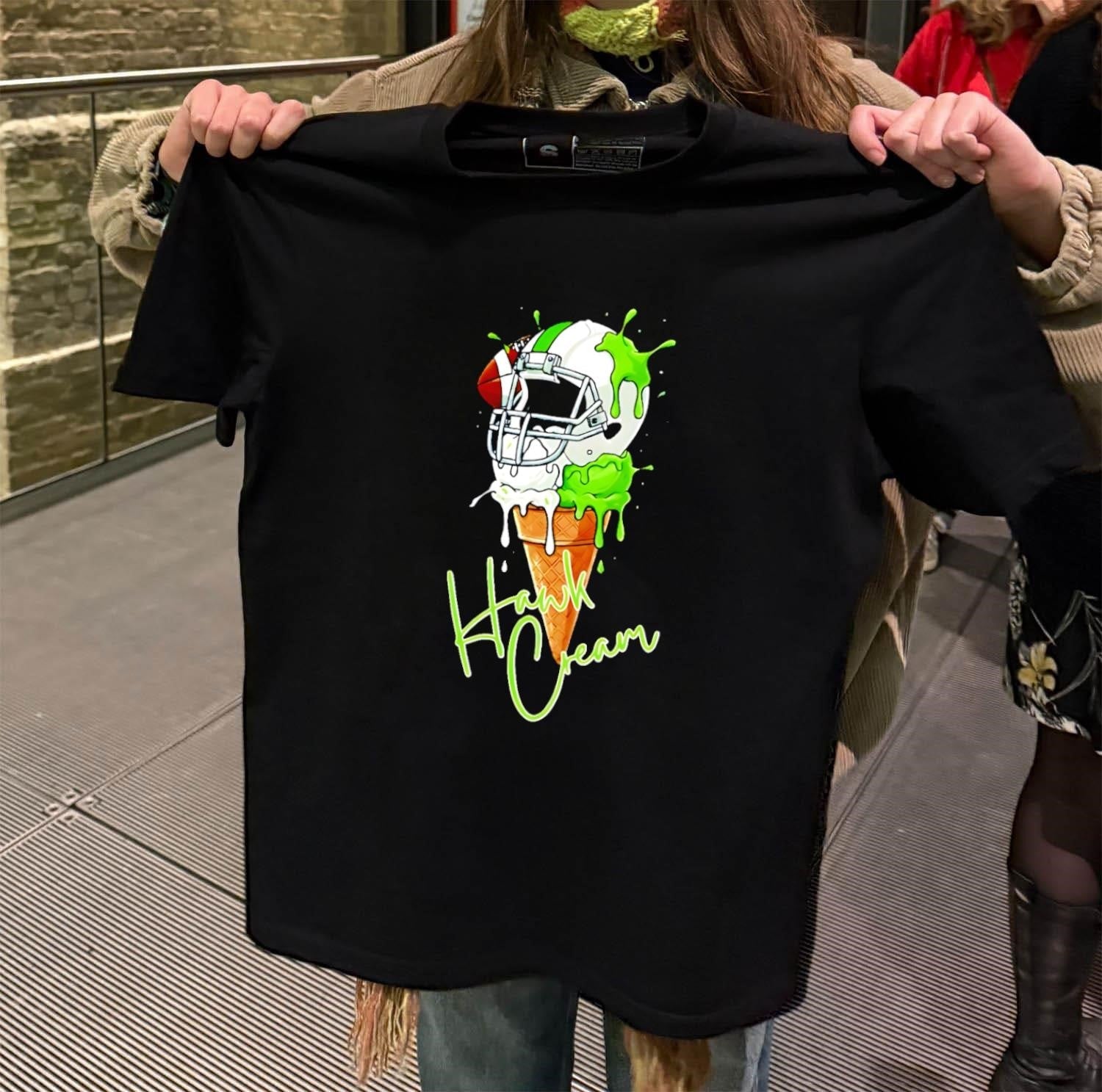 Hawk Cream Melting Helmet Ice Cone Football - Adult & Kids T-Shirts, Sweatshirts & Hoodies apparel design preview 2