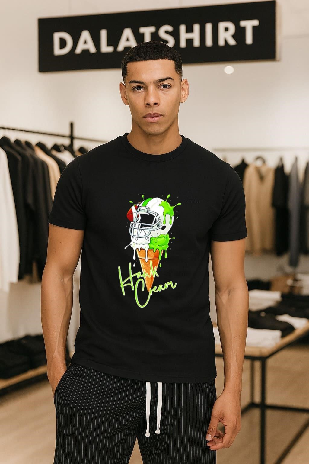 Hawk Cream Melting Helmet Ice Cone Football - Adult & Kids T-Shirts, Sweatshirts & Hoodies apparel design preview 1