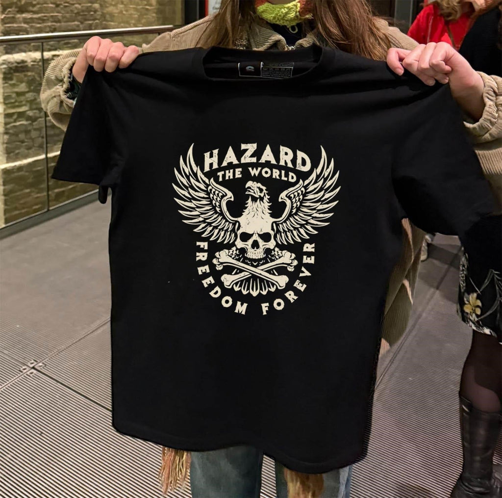 Hazard The World Eagle Skull Crossbones Freedom - Adult & Kids T-Shirts, Sweatshirts & Hoodies apparel design preview 2