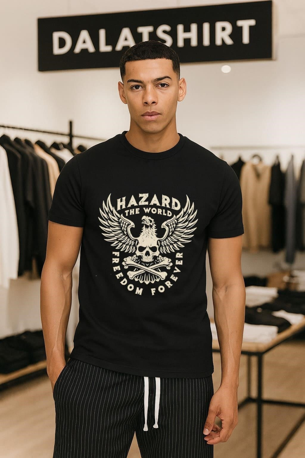 Hazard The World Eagle Skull Crossbones Freedom - Adult & Kids T-Shirts, Sweatshirts & Hoodies apparel design preview 1