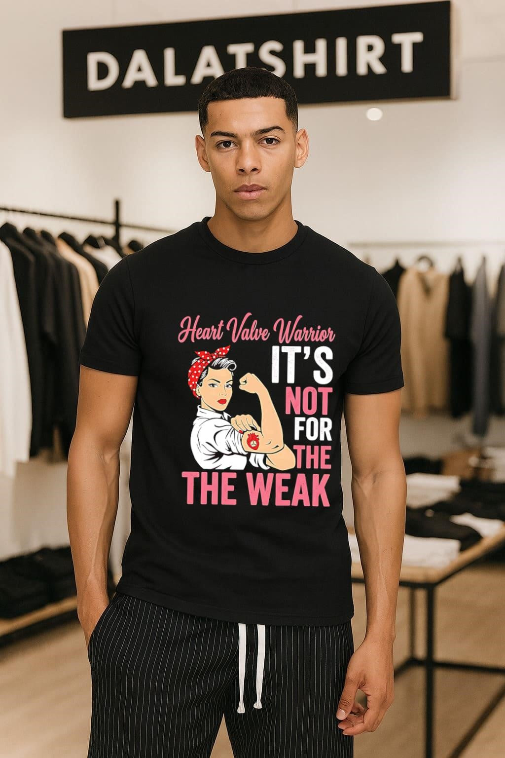 Heart Valve Warrior Rosie The Riveter Strong Woman - Adult & Kids T-Shirts, Sweatshirts & Hoodies apparel design preview 1