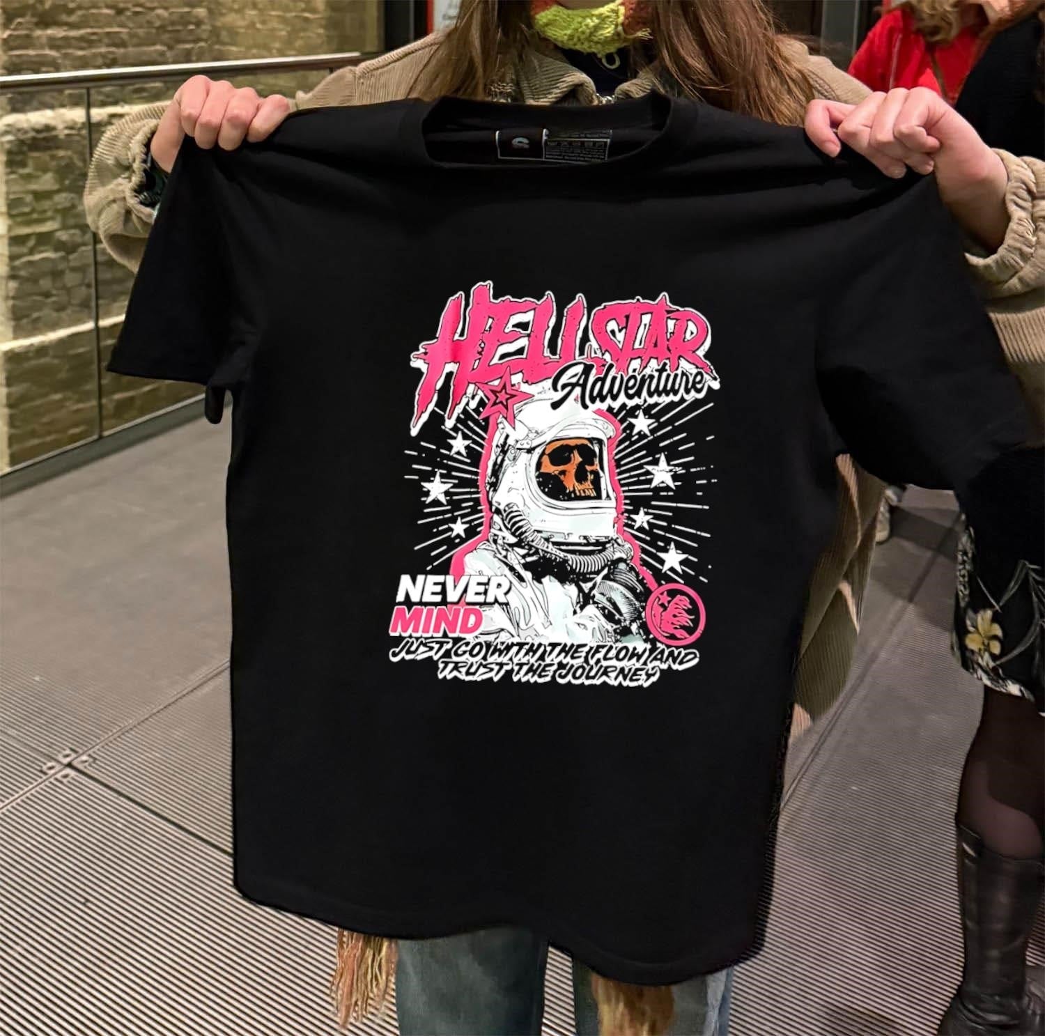 Hell Star Adventure Astronaut Skull Never Mind - Adult & Kids T-Shirts, Sweatshirts & Hoodies apparel design preview 2