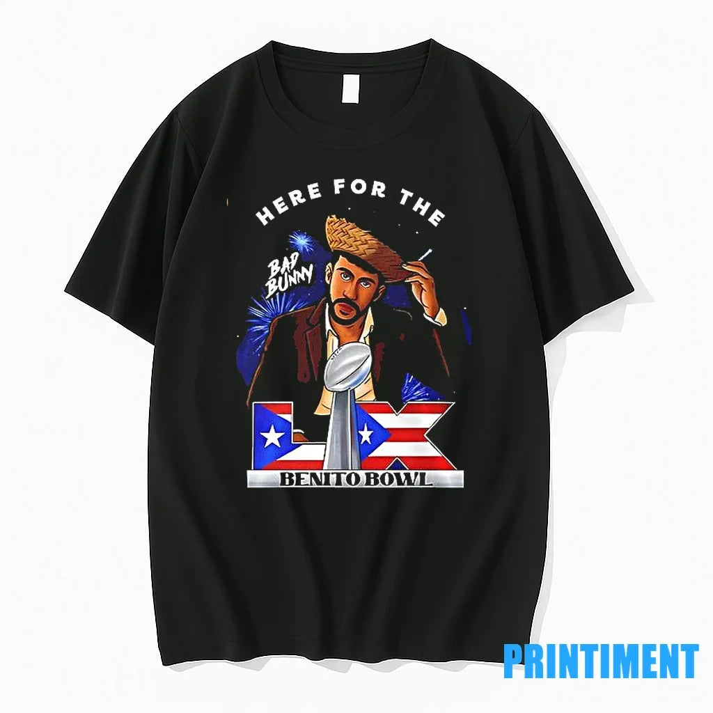 Here For The Bad Bunny Benito Bowl Lix Sweater - Adult & Kids T-Shirts, Sweatshirts & Hoodies apparel design preview 1