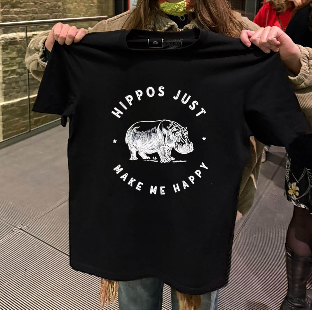 Hippos Just Make Me Happy - Adult & Kids T-Shirts, Sweatshirts & Hoodies apparel design preview 2