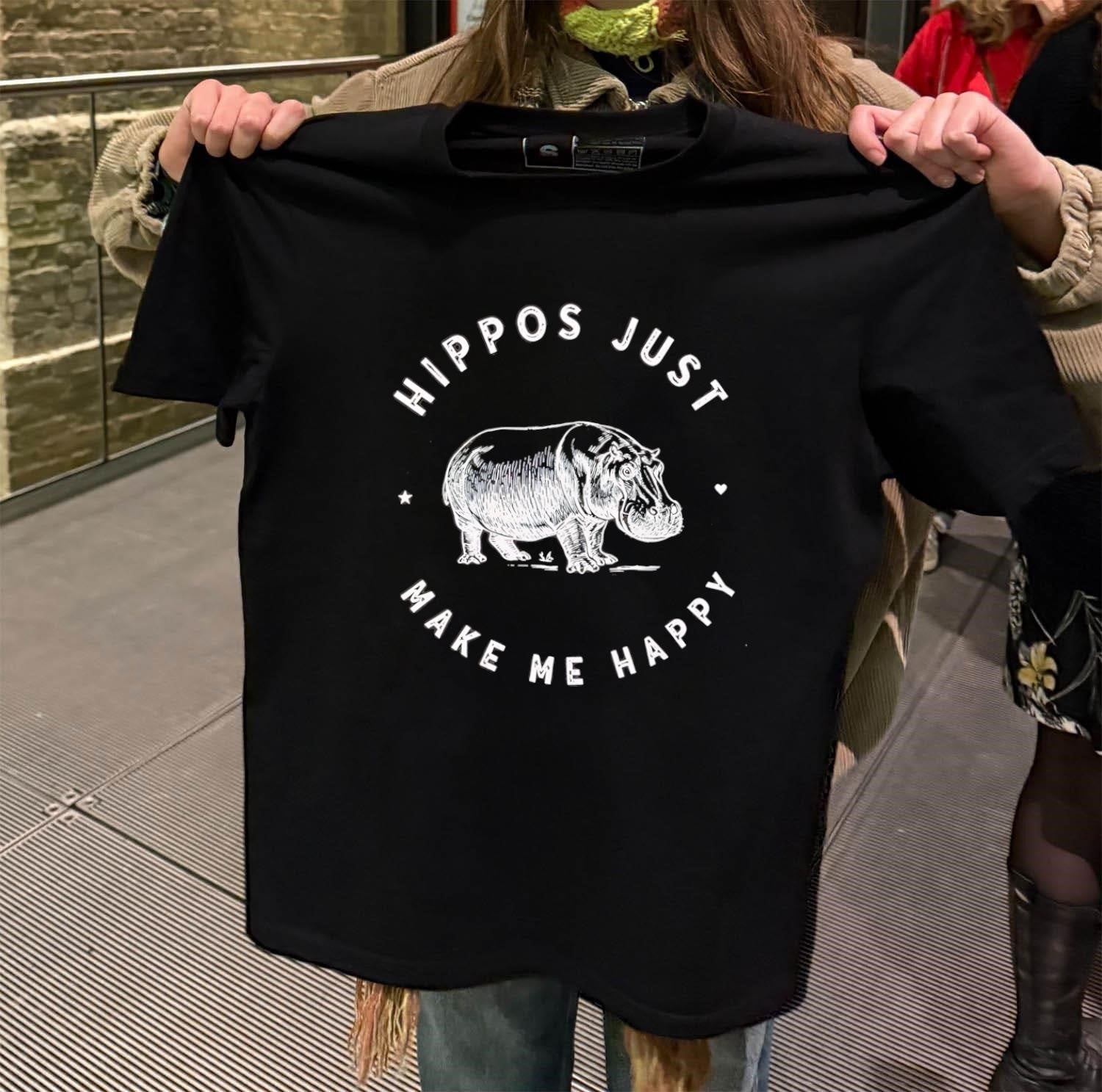Hippos Just Make Me Happy - Adult & Kids T-Shirts, Sweatshirts & Hoodies apparel design preview 2