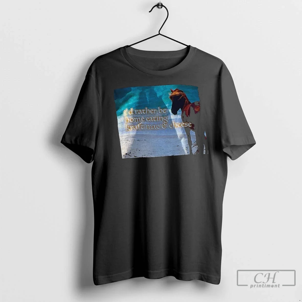 Horse Id Rather Be Home Eating Kraft Mac And Cheese - Adult & Kids T-Shirts, Sweatshirts & Hoodies apparel design preview 1
