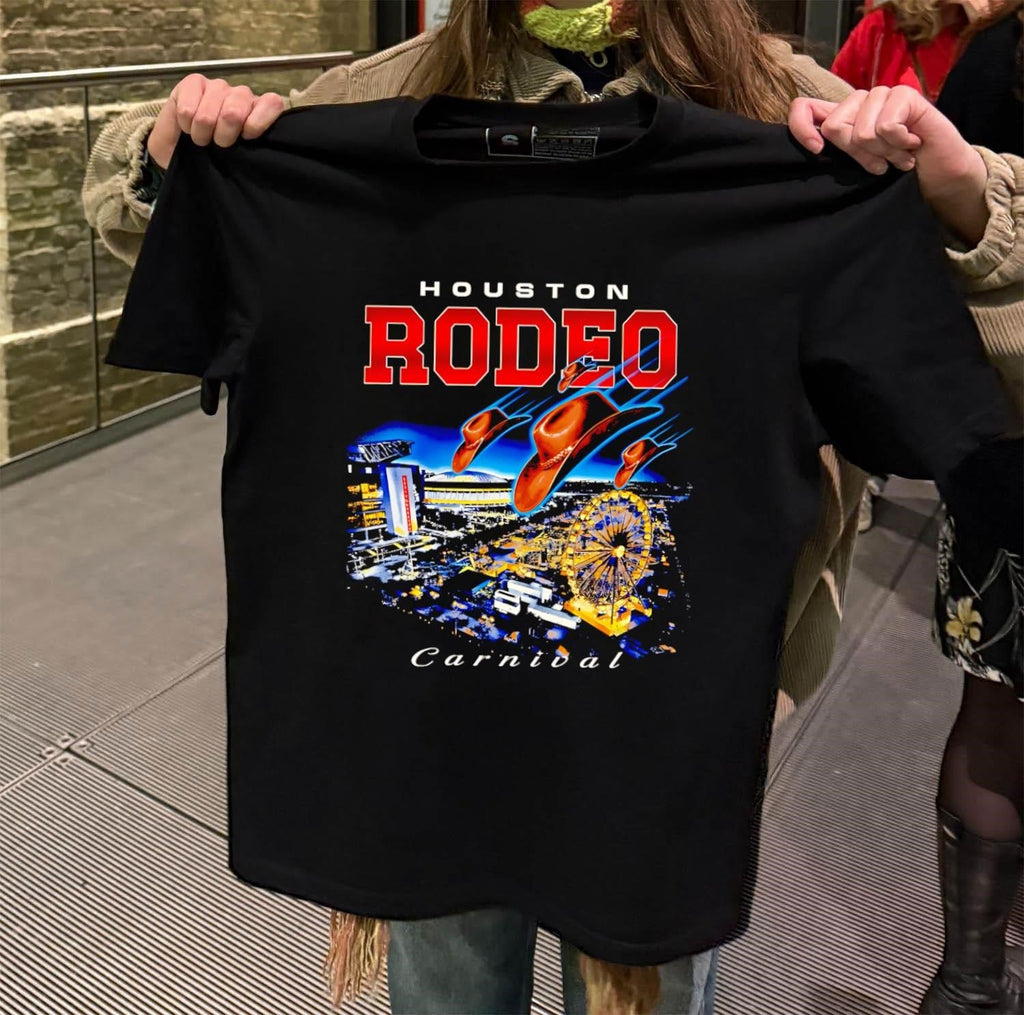 Houston Rodeo Carnival Flying Cowboy Hats and Ferris - Adult & Kids T-Shirts, Sweatshirts & Hoodies apparel design preview 2