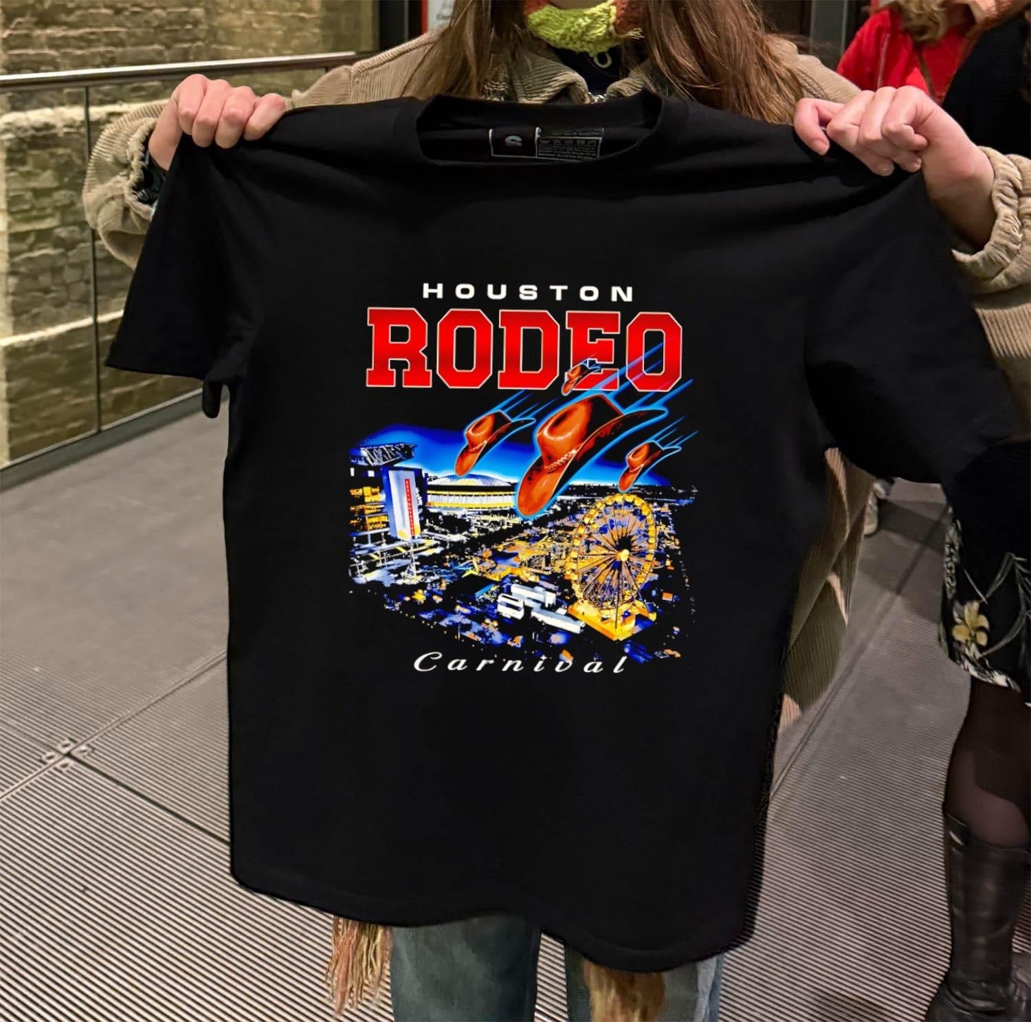 Houston Rodeo Carnival Flying Cowboy Hats and Ferris - Adult & Kids T-Shirts, Sweatshirts & Hoodies apparel design preview 2