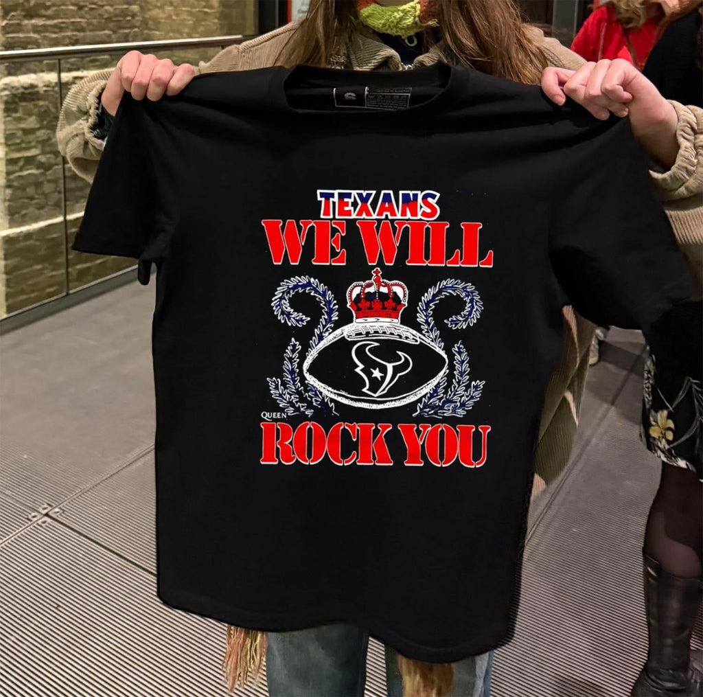 Houston Texans We Will Rock You Football Crown - Adult & Kids T-Shirts, Sweatshirts & Hoodies apparel design preview 2