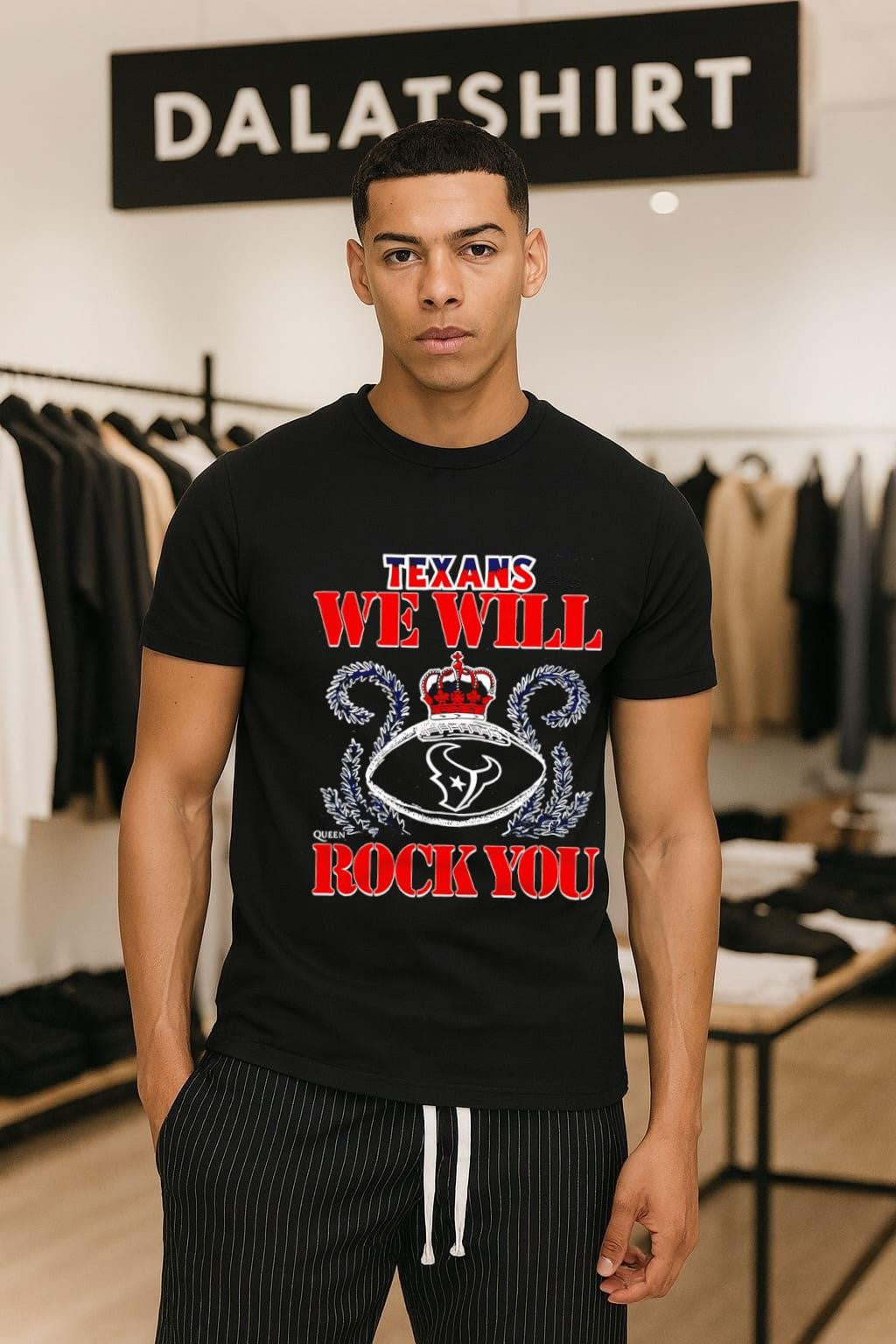Houston Texans We Will Rock You Football Crown - Adult & Kids T-Shirts, Sweatshirts & Hoodies apparel design preview 1